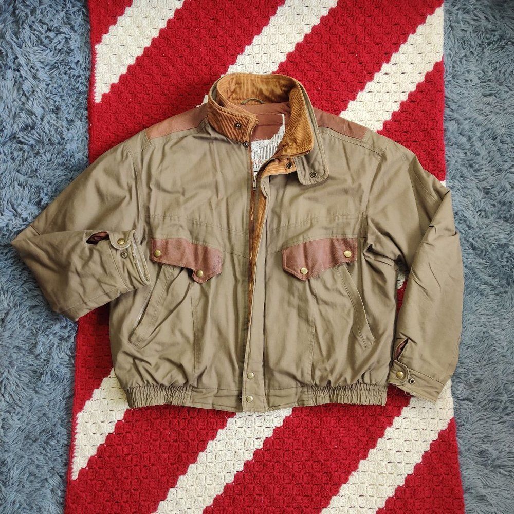 Vintage Corduroy Leather Detailed Heavy Coat